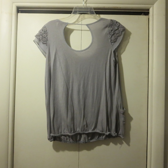 Heather B Grey Top w/  Embellished Sleeves -Medium - Picture 8 of 8